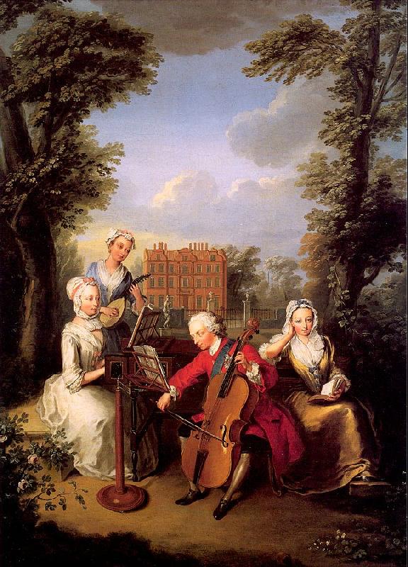 Mercier, Philippe Frederick, Prince of Wales and his Sisters at Kew Sweden oil painting art